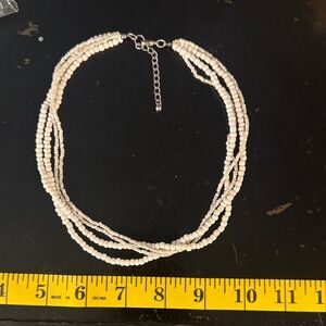 4 Strand White Beaded Necklace